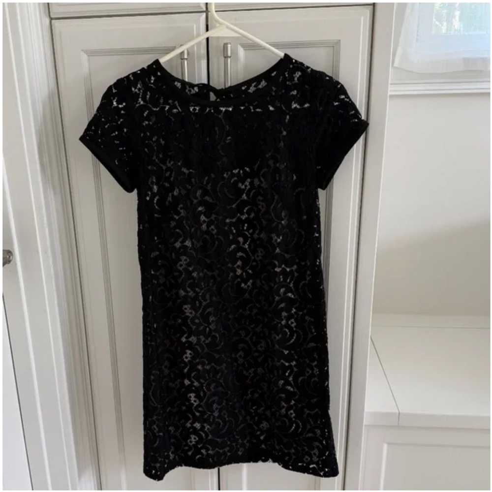 LOFT Black Lace Mini Dress